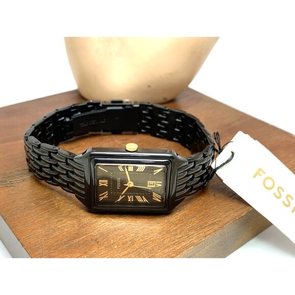 Fossil Women's Watch ES5385 Raquel Quartz Tank Gold Black Stainless Steel 23mm - Picture 6 of 12